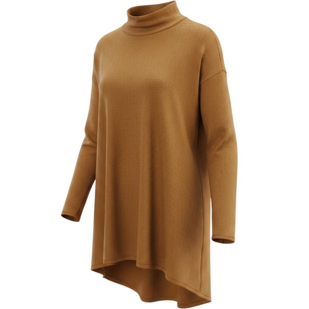 Free People Tunic Top Womens Small Mustard Yellow Thermal Mock Neck Boho